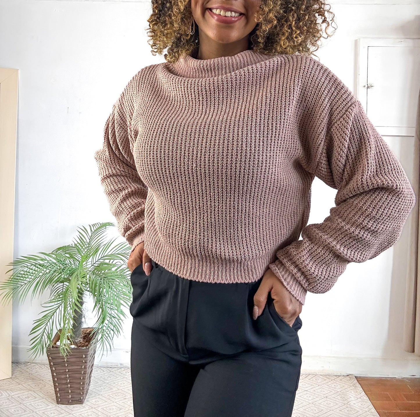 Blusa Tricot manga longa gola