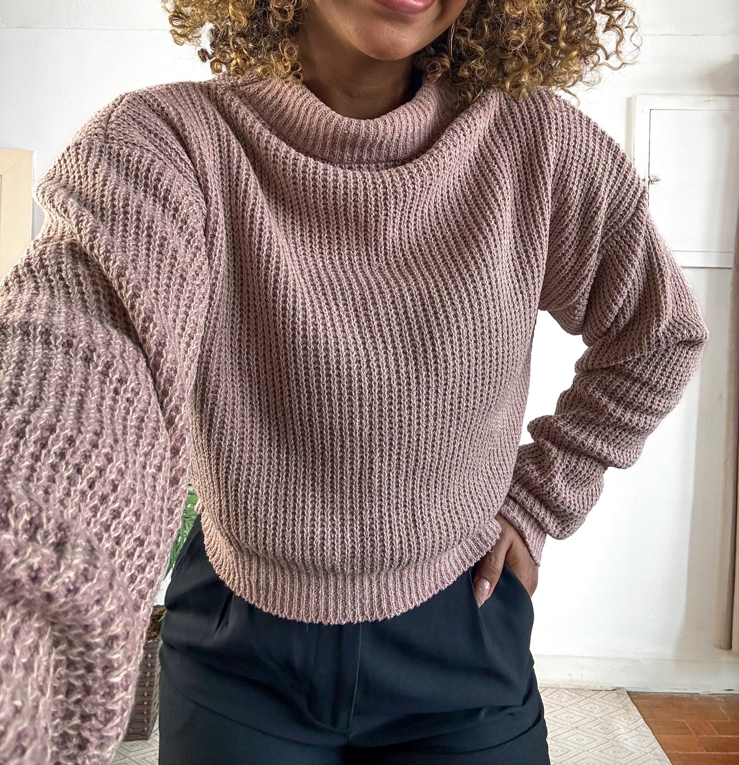 Blusa Tricot manga longa gola