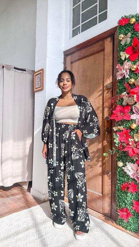 Conjunto luxo kinomo viscolinho calça pantalona e short