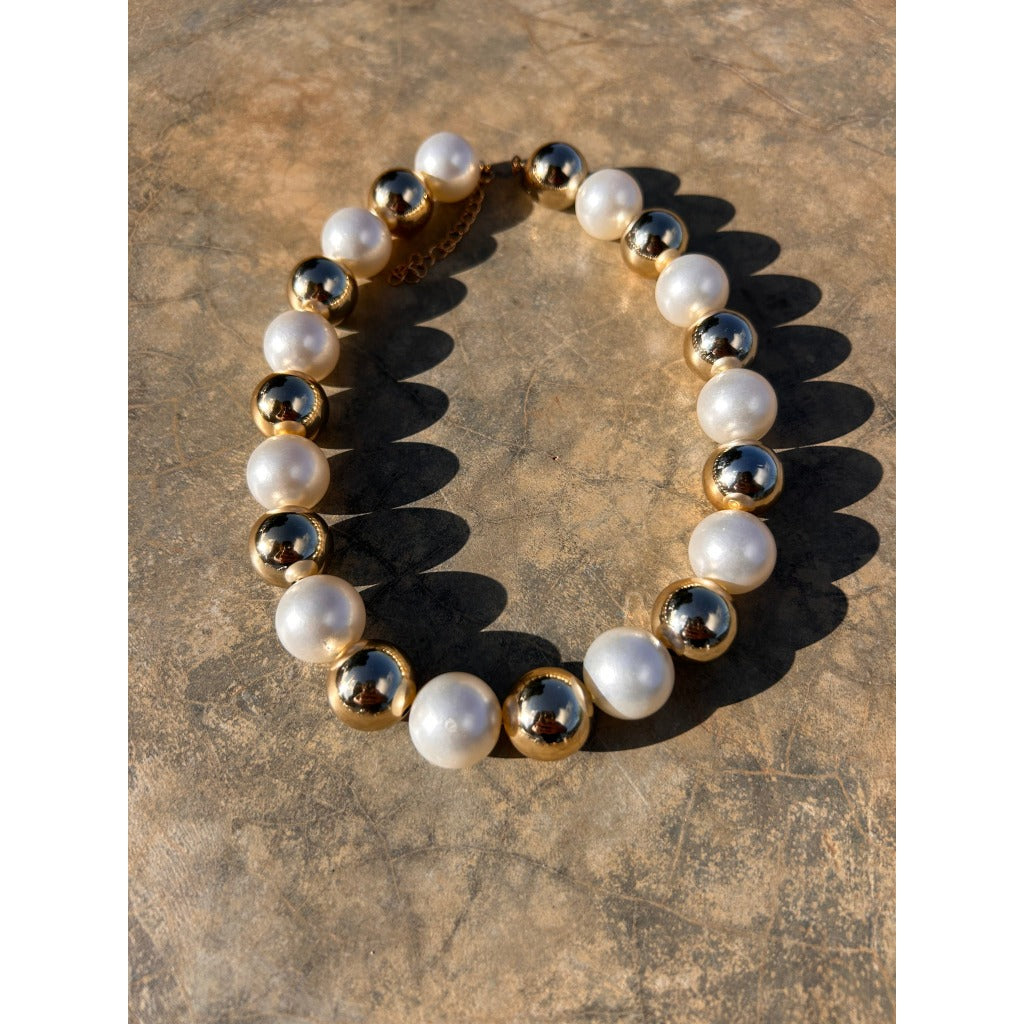 Colar perola grande elegante feminino natural acessórios femininos