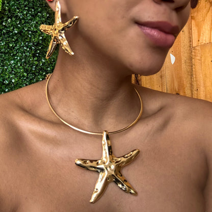 colar estrela choker estrela brinco e colar conjunto