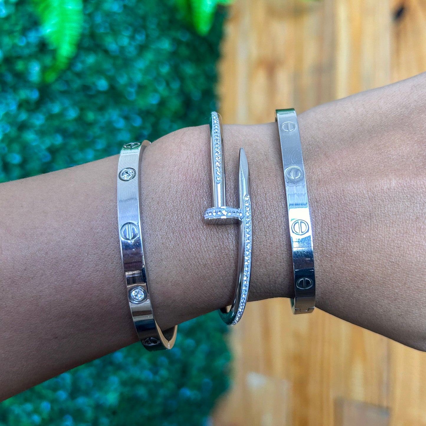 kit 3 pulseiras aço inoxidável nao escurece virginia