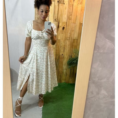 vestido corset romântica camponesa manginha