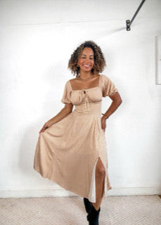 vestido corset romântica camponesa manginha