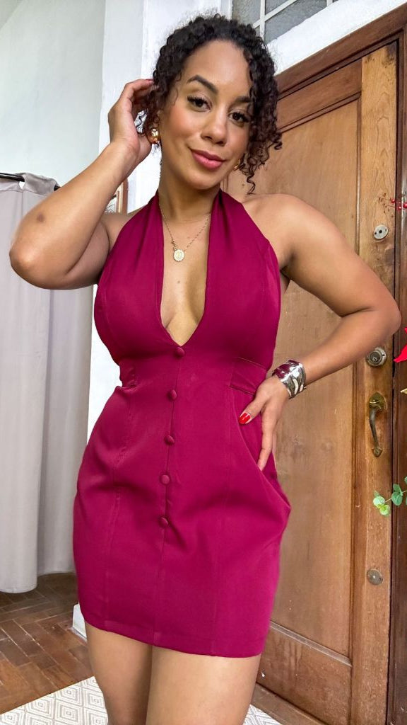 vestido beatriz alfaiataria decote curto PROMO