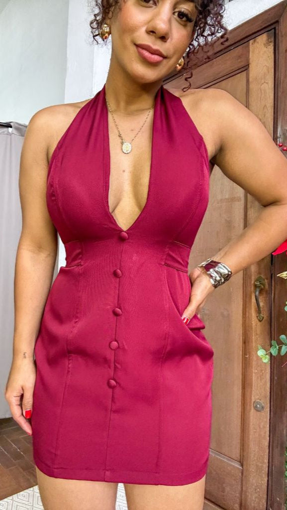 vestido beatriz alfaiataria decote curto PROMO