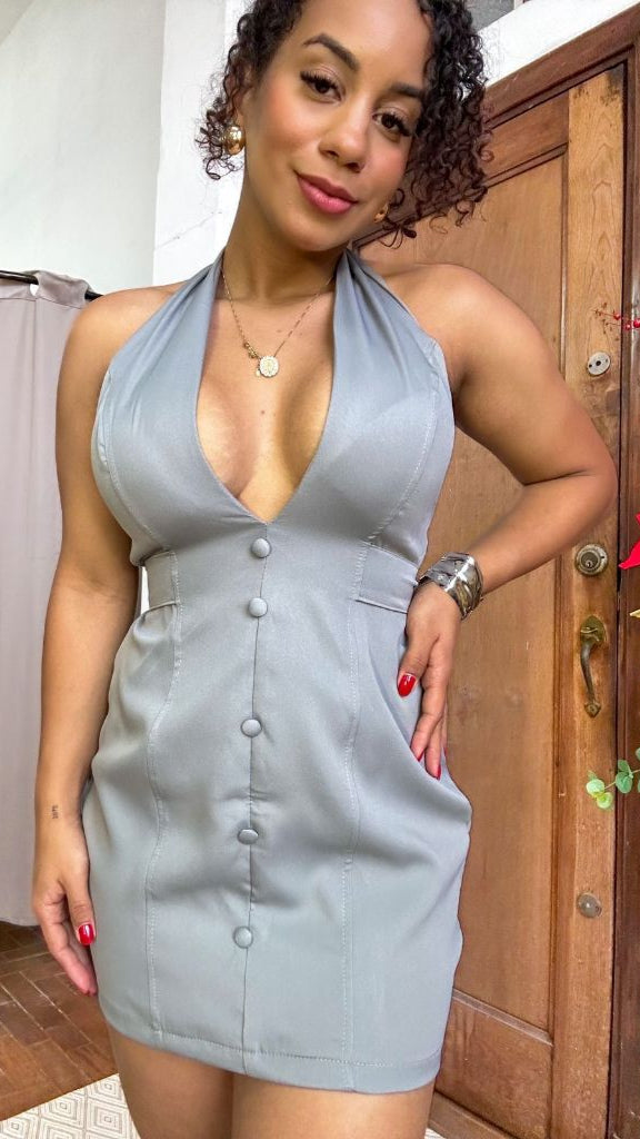 vestido beatriz alfaiataria decote curto PROMO