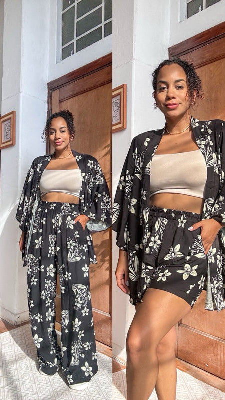 Conjunto luxo kinomo viscolinho calça pantalona e short