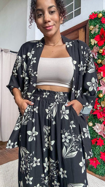 Conjunto luxo kinomo viscolinho calça pantalona e short