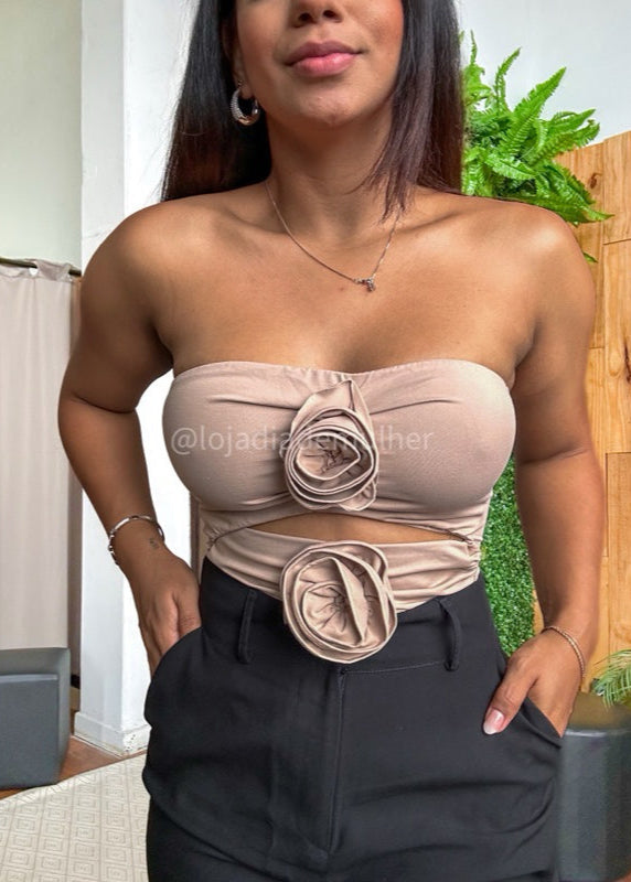 Body poliamida flor luxo tomara que caia PROMO