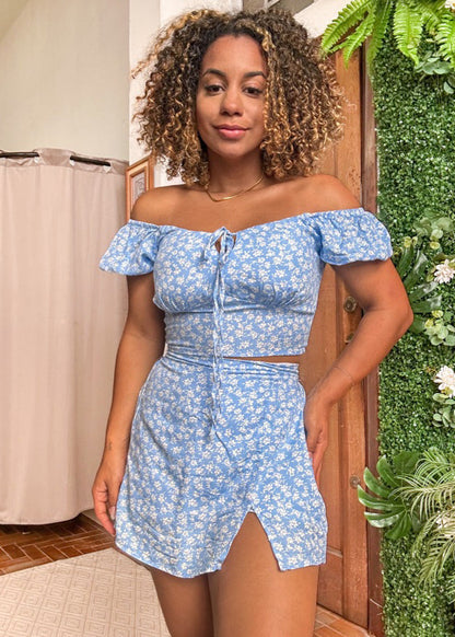conjunto romântico viscolinho short saia Cropped PROMO