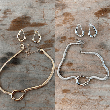 kit conjunto colar+brinco tendência