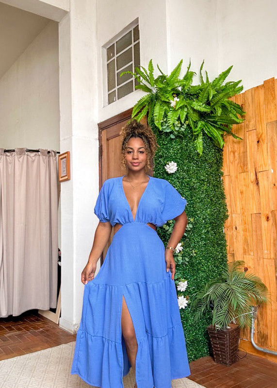 Vestido Mídi Longo com fenda do  P ao G2 Plus Size