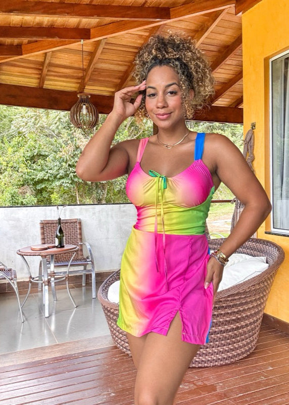 Macaquinho inspiração farm corset romântico curto PROMO