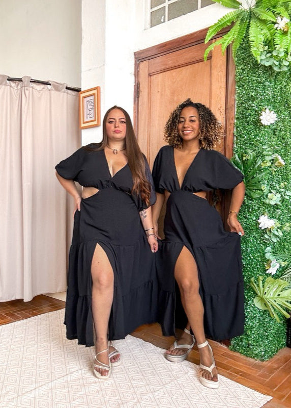 Vestido Mídi Longo com fenda do  P ao G2 Plus Size