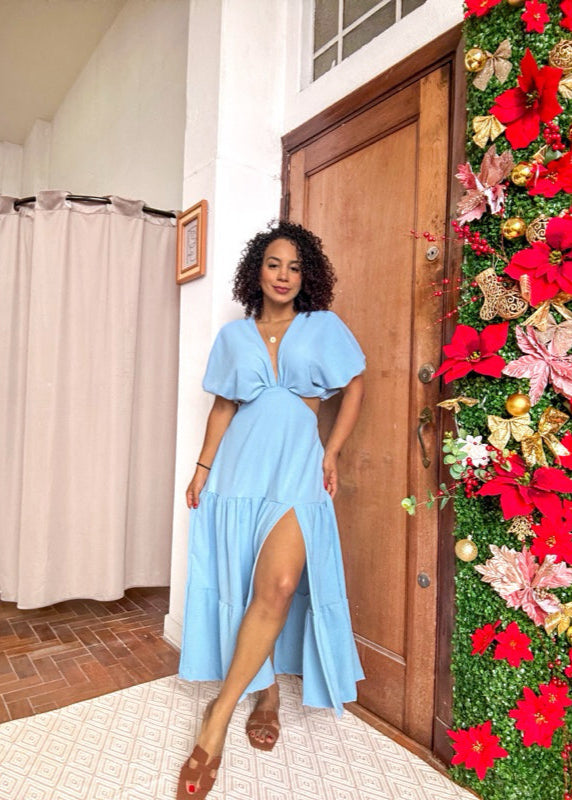 Vestido Mídi Longo com fenda do  P ao G2 Plus Size