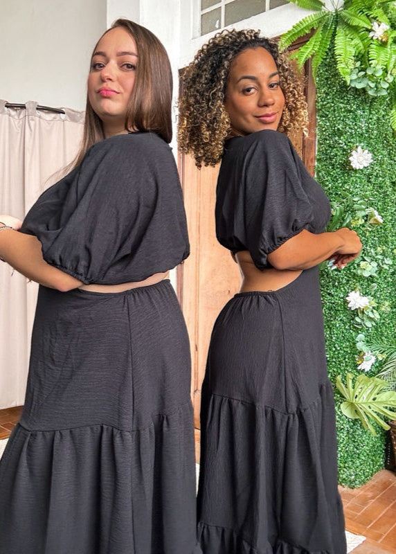 Vestido Mídi Longo com fenda do  P ao G2 Plus Size