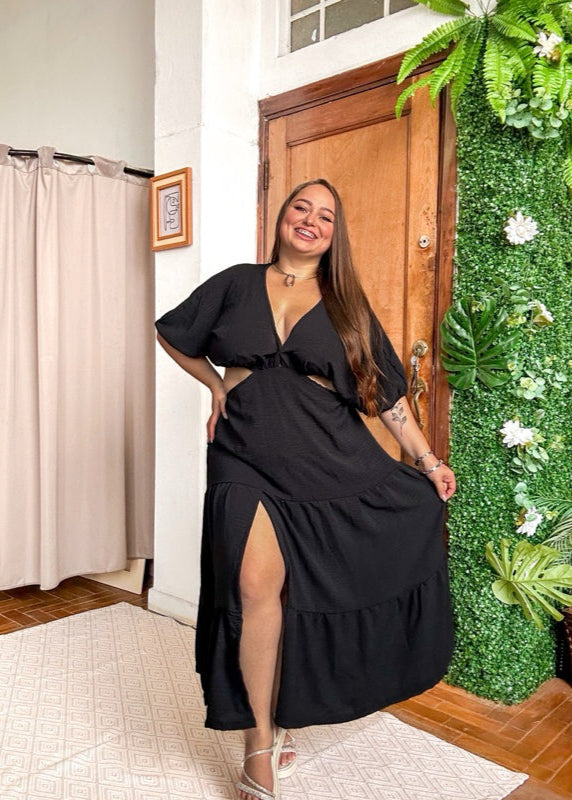 Vestido Mídi Longo com fenda do  P ao G2 Plus Size