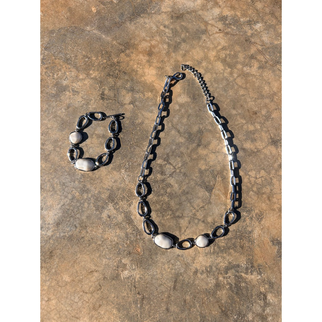 colar e pulseira corrente perola biju feminino acessorios
