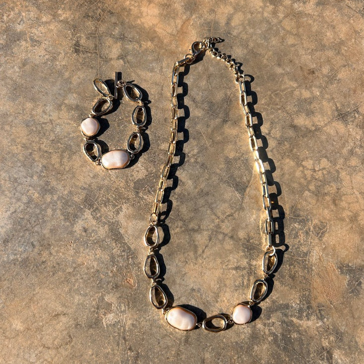 colar e pulseira corrente perola biju feminino acessorios