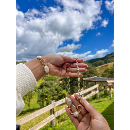colar e pulseira corrente perola biju feminino acessorios
