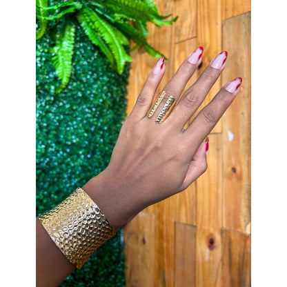 pulseira bracelete metal grosso kit com anel  dourado e prata acessórios feminino