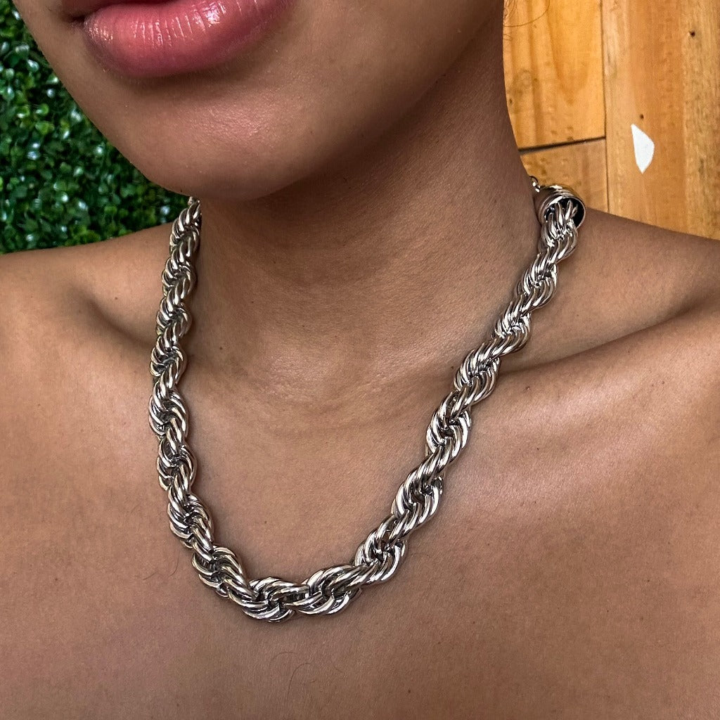 Colar Cordão Baiano trançado Grosso Folheado Choker corrente