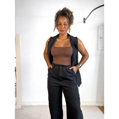 conjunto alfaiataria feminino calça e colete blazer pantalona
