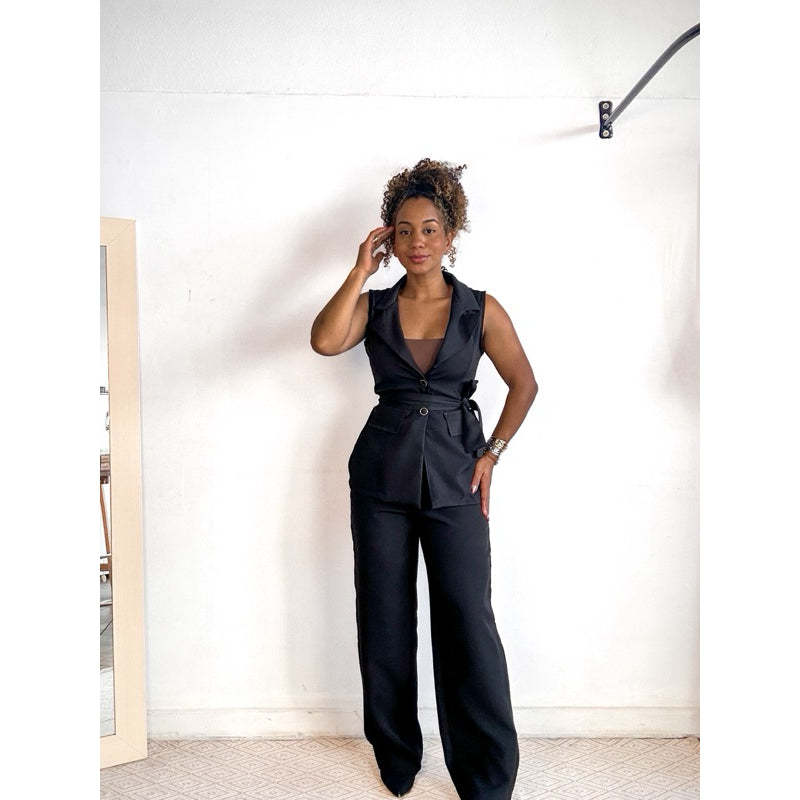 conjunto alfaiataria feminino calça e colete blazer pantalona