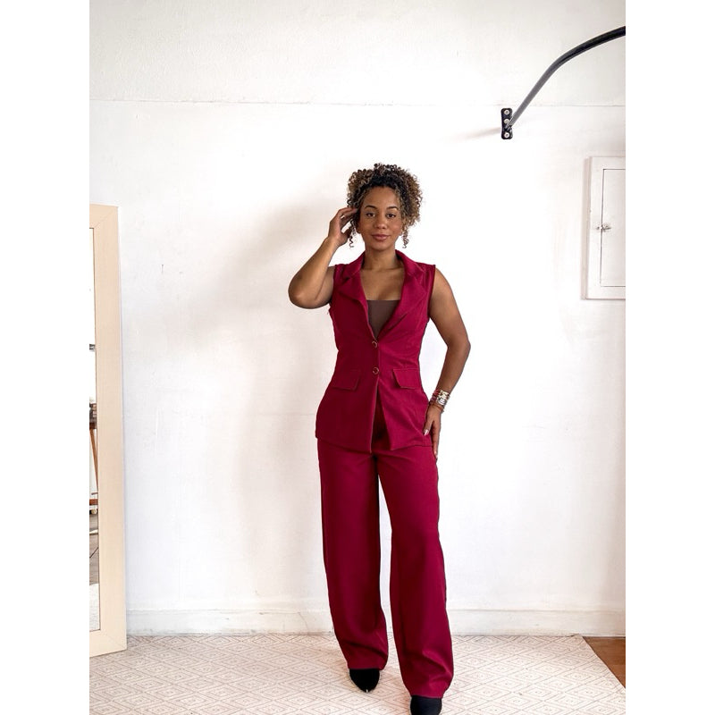 conjunto alfaiataria feminino calça e colete blazer pantalona