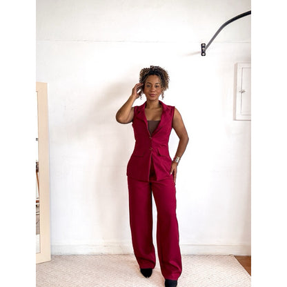 conjunto alfaiataria feminino calça e colete blazer pantalona