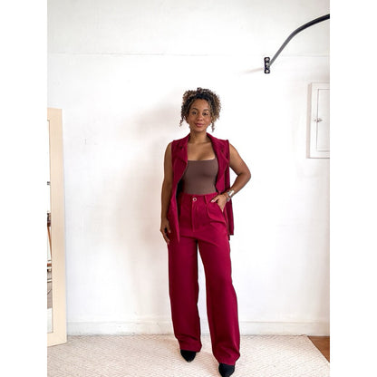 conjunto alfaiataria feminino calça e colete blazer pantalona
