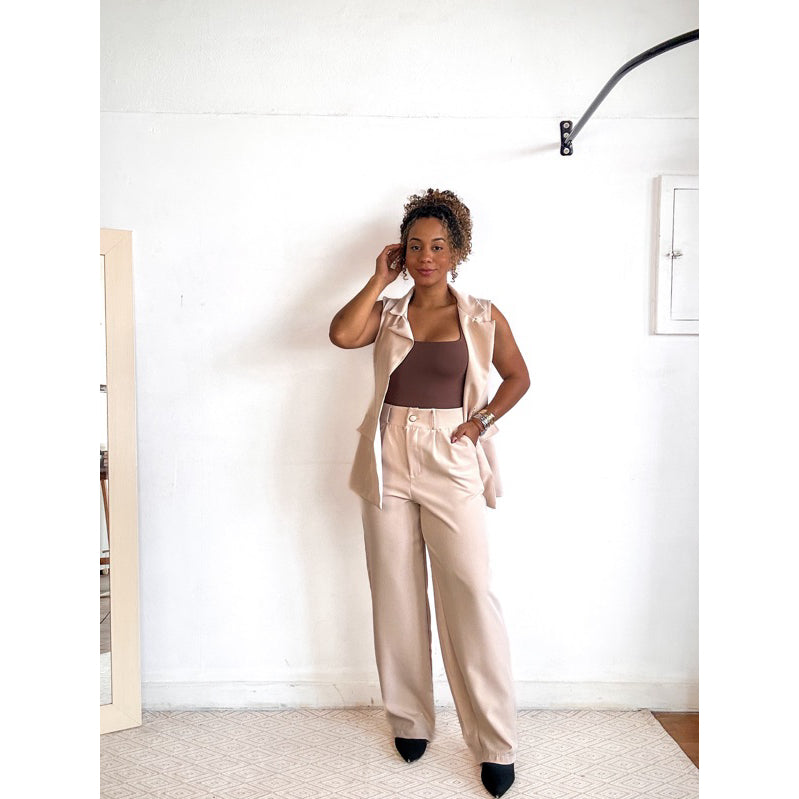 conjunto alfaiataria feminino calça e colete blazer pantalona