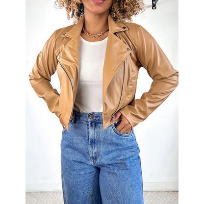 jaqueta couro fake P ao plus size inverno quentinha curta Cropped
