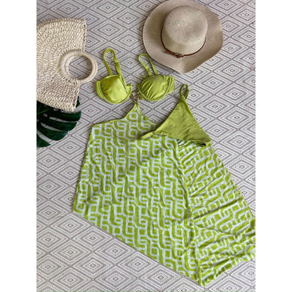 biquini tule saia longa saida de praia 3 pecas fio dental poliamida