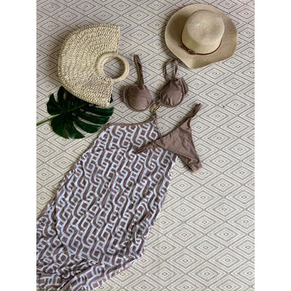 biquini tule saia longa saida de praia 3 pecas fio dental poliamida