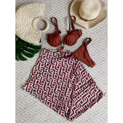 biquini tule saia longa saida de praia 3 pecas fio dental poliamida