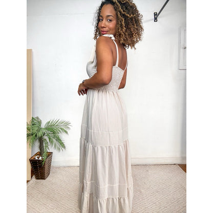 vestido longo listrado alça com laço PROMO