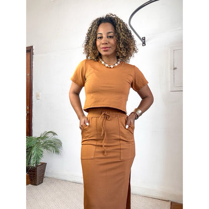conjunto moletinho saia midi PROMO