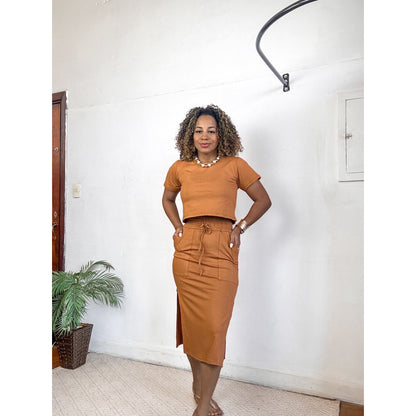 conjunto moletinho saia midi PROMO