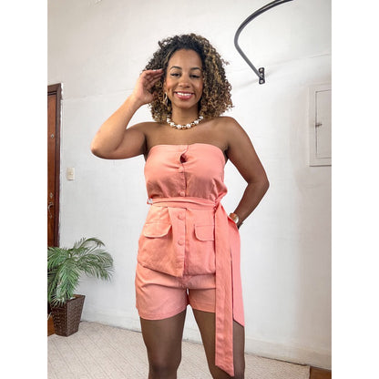 conjunto alfaiataria botoes  short e blusa com cinto PROMO