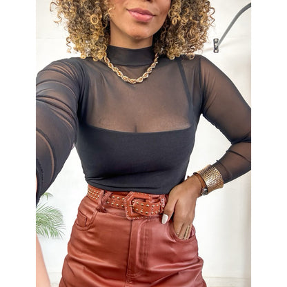 Body manga longa tule