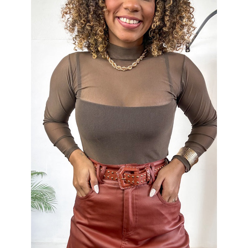 Body manga longa tule