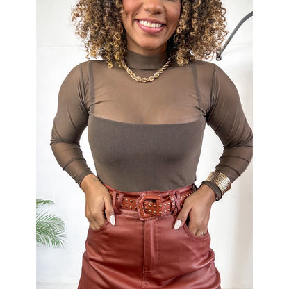 Body manga longa tule