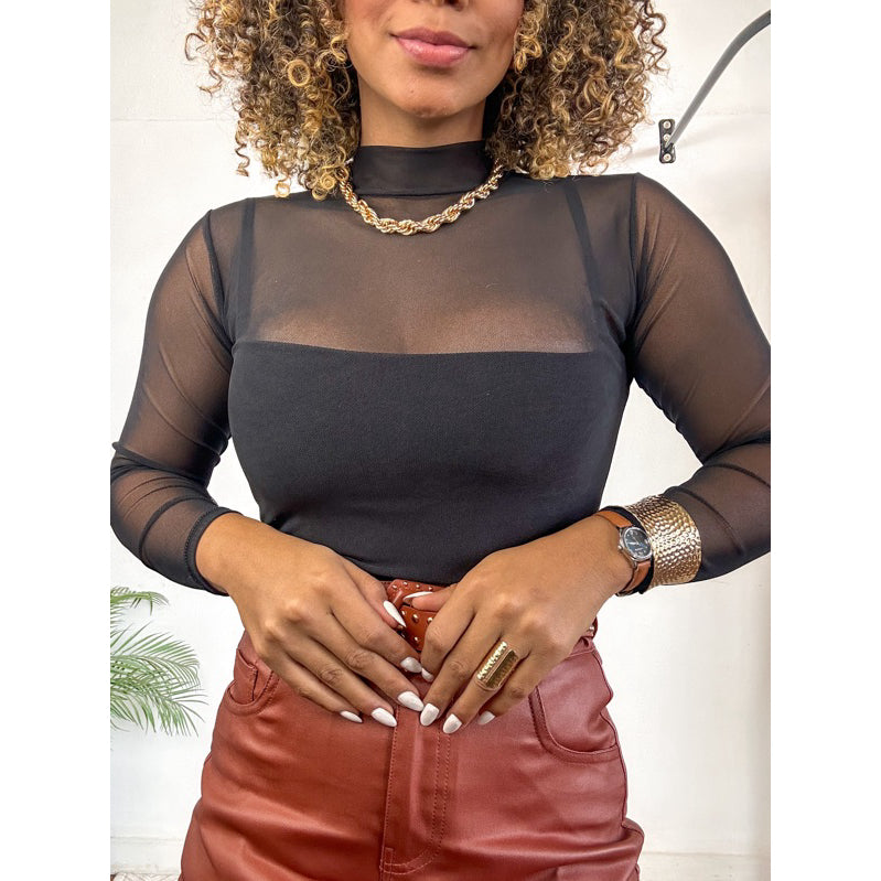 Body manga longa tule