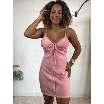 vestido alcinha decote linho romântico PROMO