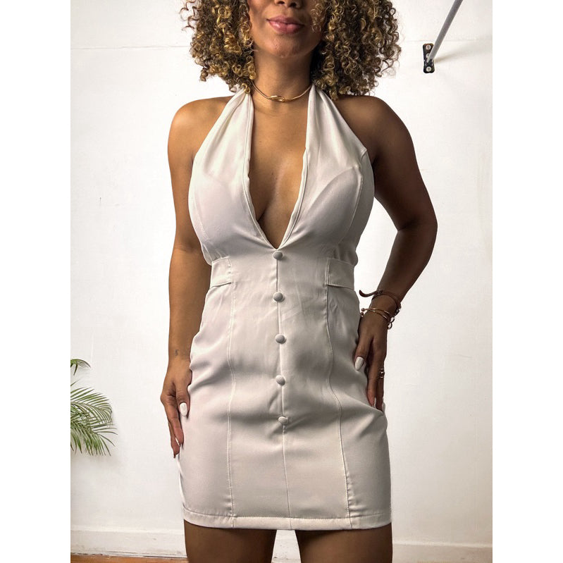 vestido beatriz alfaiataria decote curto PROMO